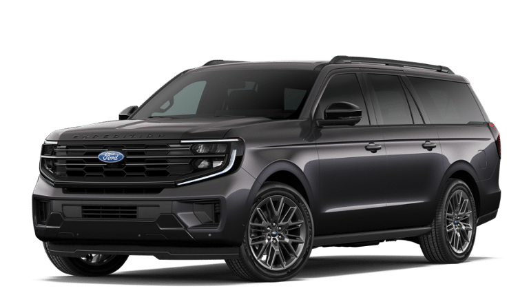 2027 Ford Expedition Max Platinum 4x4 in Dark Matter Gray Metallic — front three-quarter view