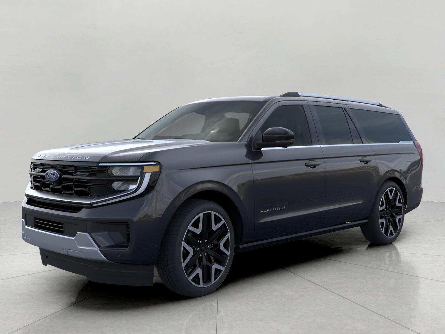 2026 Ford Expedition Max Platinum 4x4 in Dark Matter Gray Metallic — front three-quarter view
