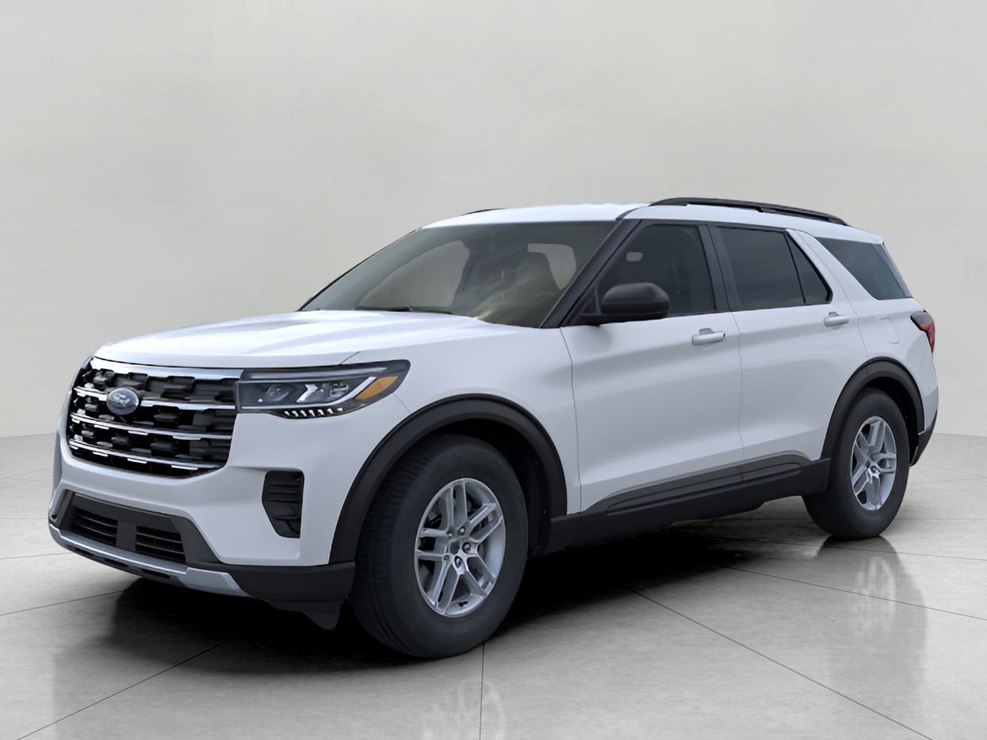 2026 Ford Explorer Active w/200A Pkg 4WD in Space White Metallic — front three-quarter view
