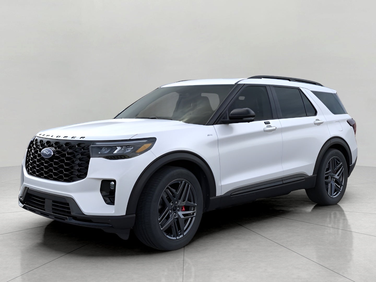 2026 Ford Explorer ST-Line 4WD in Star White Metallic Tri-Coat — front three-quarter view
