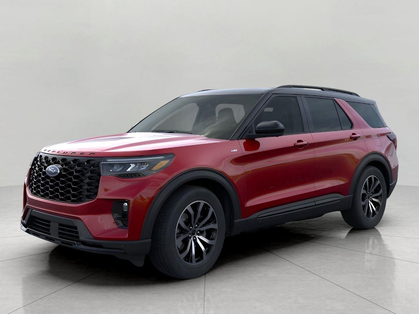 2026 Ford Explorer ST-Line 4WD in Rapid Red Metallic Tinted Clearcoat — front three-quarter view