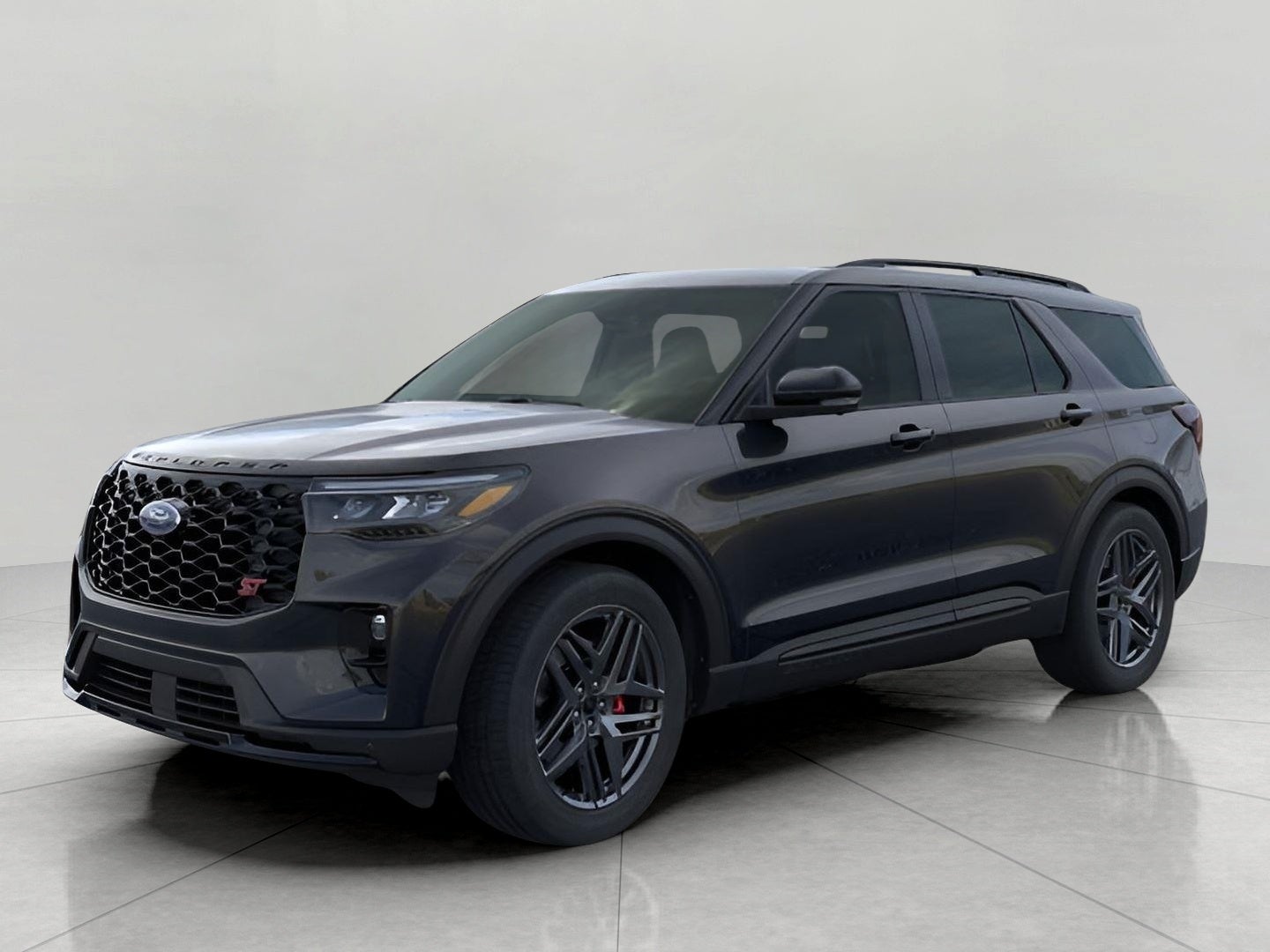 2026 Ford Explorer ST 4WD in Agate Black Metallic — front three-quarter view