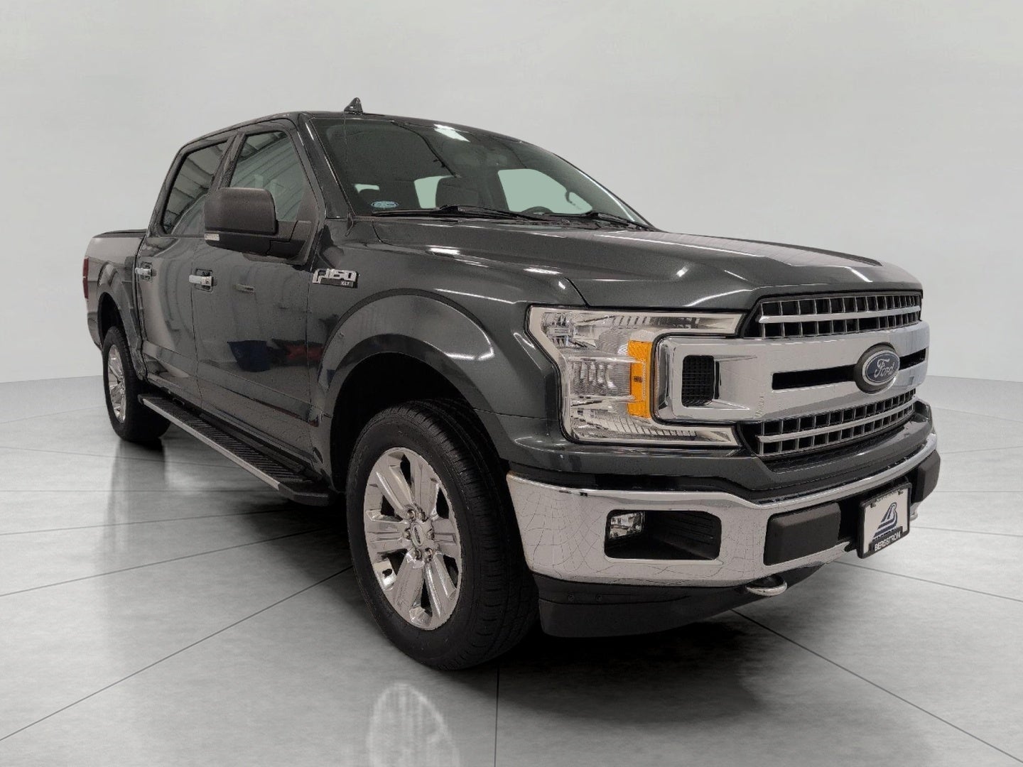 2018 Ford F-150 XLT in Guard Metallic — front three-quarter view