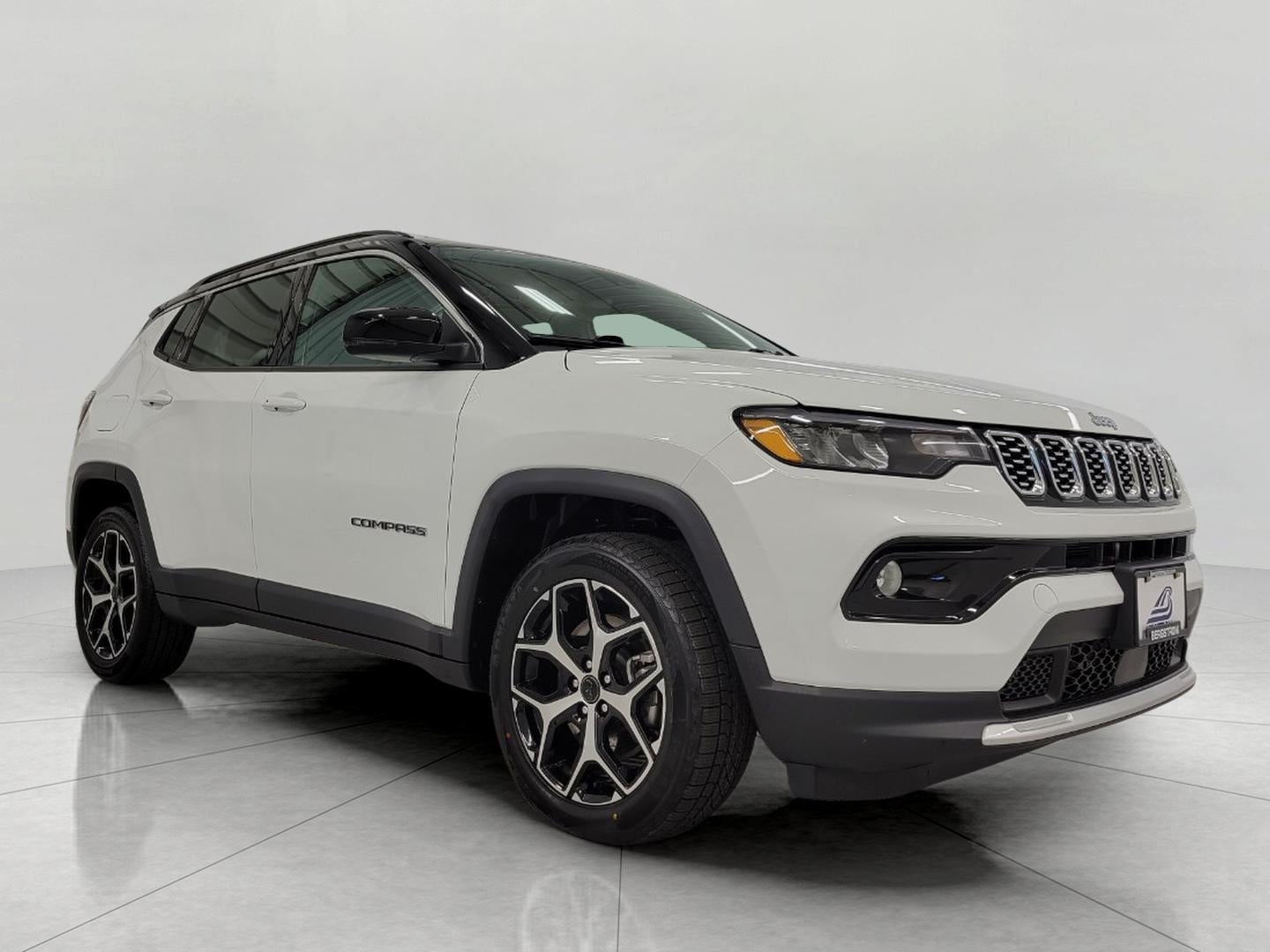 2025 Jeep Compass Limited 4x4 in Bright White Clearcoat — front three-quarter view
